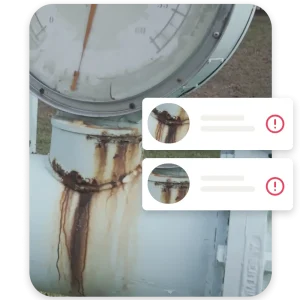 Corrosion detected on industrial equipment with AI-generated anomaly alerts